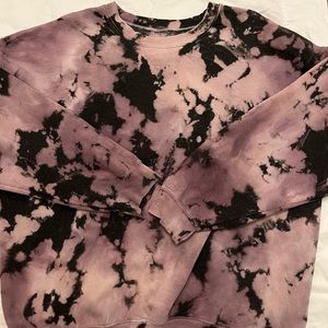 purple and black tie dye crewneck